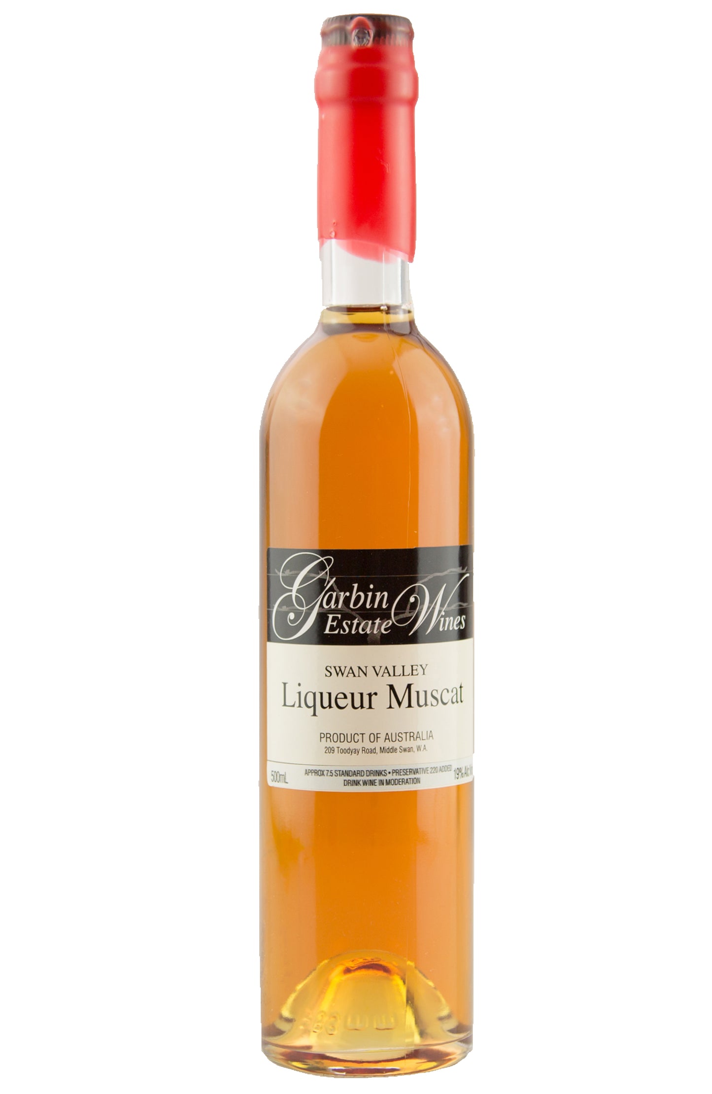 A bottle of Garbin Estate Wines Liqueur Muscat