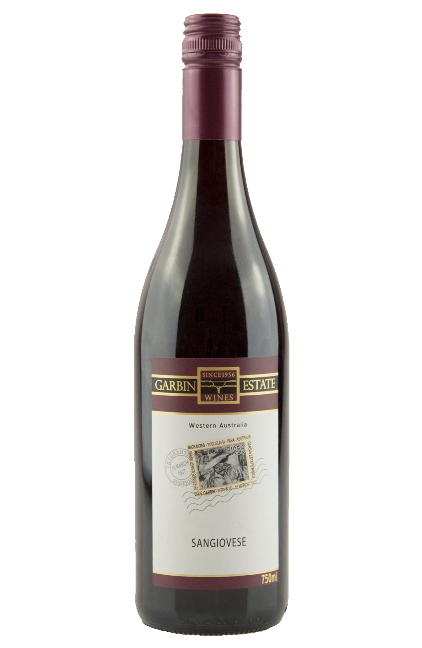 A bottle of Garbin Estate Wines Sangiovese 2022